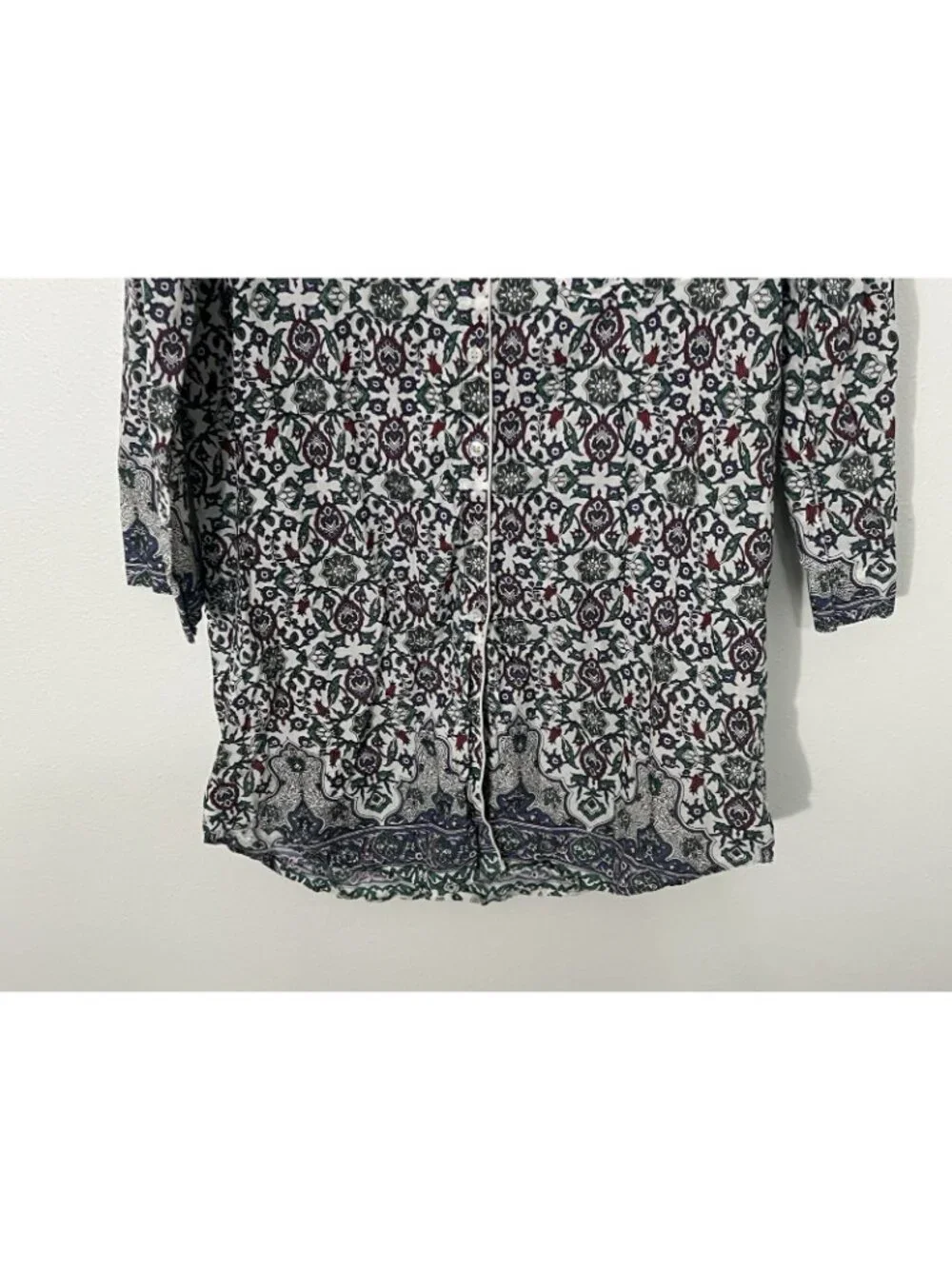 Julia Amory Cotton Husband PJ shirt Size Medium Colorful Floral